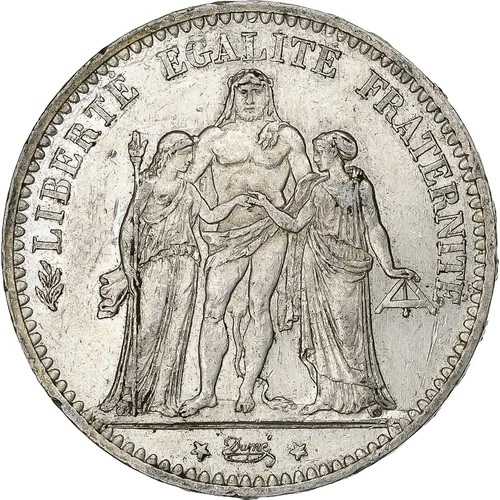 [#1115406] フランス、エルキュール、5フラン、1875年、パリ、AU、銀、KM:820.1 36,465円