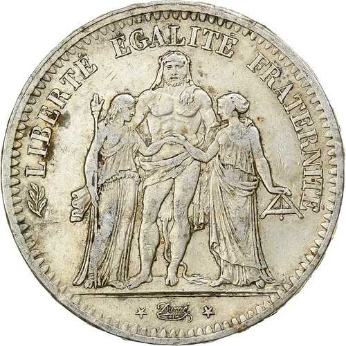 [#1213252] フランス、5フラン、エルキュール、1849年、パリ、銀貨、EF、ガドゥリー:683、KM:7