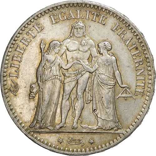 [#1115863] コイン、フランス、エルキュール、5フラン、1877年、パリ、AU、銀、KM:820.1