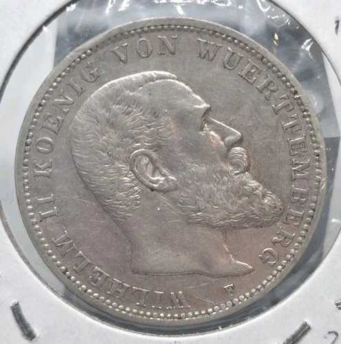 ドイツ 1912 F ヴュルテンベルク 3 マルク ヴィルヘルム 2 世 銀貨