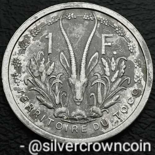トーゴ フランス委任統治領 1フラン 1948年 A. KM#4。アルミニウム製1ドル硬貨。発行1年。