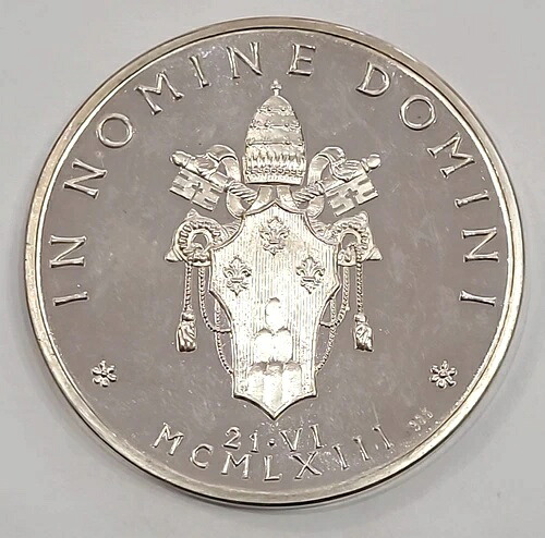 バチカン、銀メダル、プルーフ - 教皇パウロ6世、1963年第1度 NOMINE DOMINI 50mm｜WORLD RESOURCE【QUEEN店】