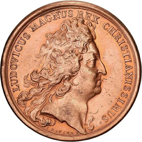 [#398881] フランス、メダル、ルイ 14 世、バルセロナ賞、1697 年、ブロンズ、モージェ、Re