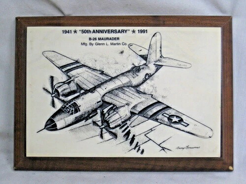 ヴィンテージ 50 周年記念 B-26 モーラダー マーティン刻印プラーク バリー ロウワース アート｜WORLD RESOURCE【QUEEN店】