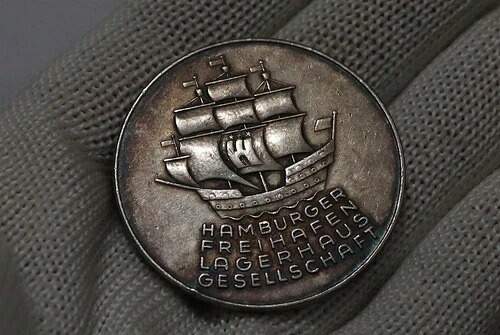 ?? ???? ドイツ ハンブルク 1930年頃 25年間の忠実な奉仕に対する勲章 銀 34.9gr 4