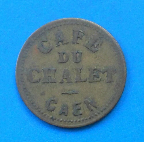 ノルマンディー 14 カルヴァドス カーン シャレー カフェ 50セント 真鍮 30mm 未発表