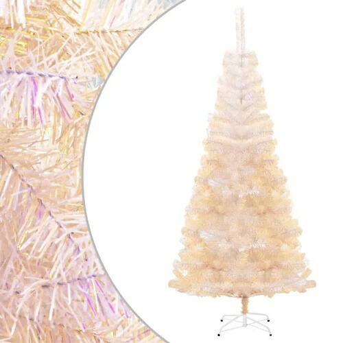 NNEVL 人工クリスマスツリー 玉虫色の先端 ホワイト 240 cm PVC