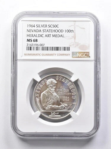 MS68 1964年 ネバダ州制施行100周年 紋章芸術メダル NGC *7009