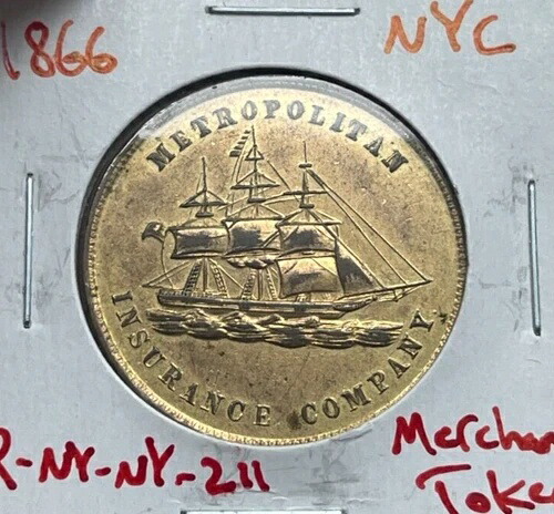 1852 メトロポリタン保険会社 NYC マーチャント トークン - Rulau NY-NY-211