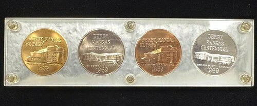 1869年ダービー・カンザス100周年記念メダル4点セット センチュリープラスチック (L6460)