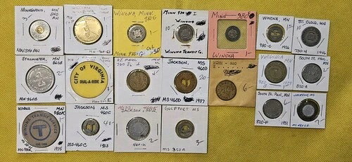 20種類の異なるヴィンテージ混合交通トークンロット。写真をご覧ください ~ B2315 44,330円