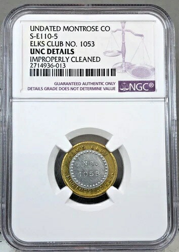 日付なし モントローズ CO S-E110-5 エルクス・クラン No. 1053 5セント バイメタル トークン NGC 詳細 44,330円