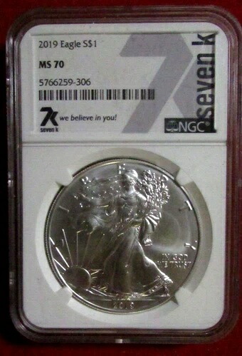 2019 1オンス シルバー イーグル NGC MS70 7K 金属