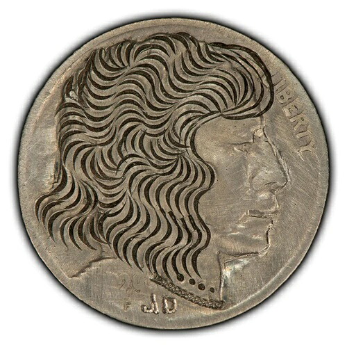 1929年 5セント ホーボー バッファロー ニッケル - 複雑なウェーブヘアの女性 - ジョン・ドルサ - B1170