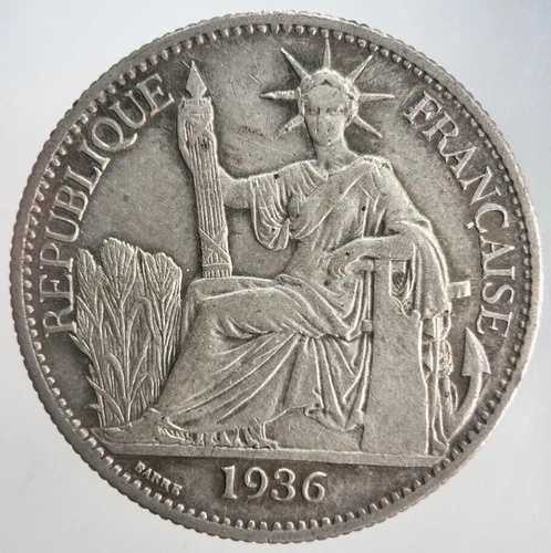 1936年 50セント サンチーム インドシナ フランス 銀貨 | 非常に高いグレード | a4469