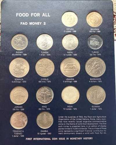 FAOマネー2 - 食糧支援のための世界各国16枚セット。大型1968年 - 1970年