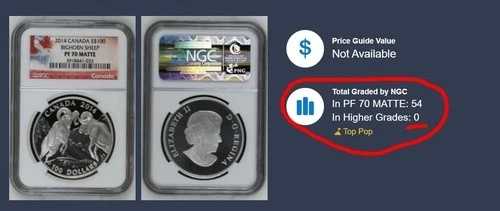 TOP POP 2014 プルーフ NGC PF70 マット カナダ 100ドル ビッグホーンシープ 1オンス 9999 シルバーコイン