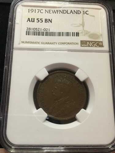 1917c NGCグレード ニューファンドランド ラージ 1セント **AU-55** 証明書番号 021
