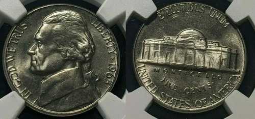 アメリカ 1965年 5セント 5セント ニッケル NGC MS66 GEM UNC KM# A192 #1960