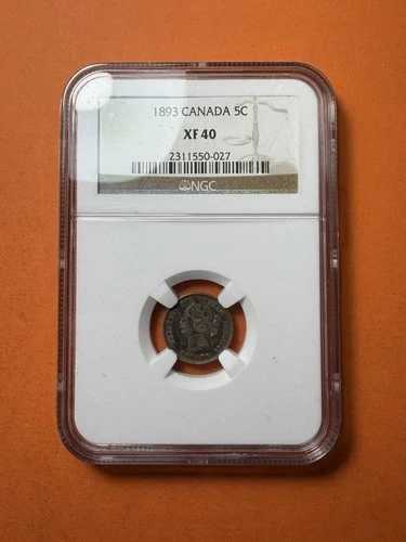 1893年カナダ銀貨5セント NGC XF40 (A2929) 36,465円