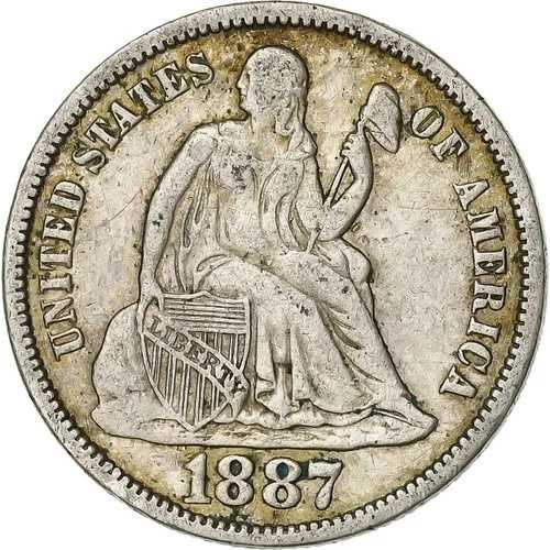 [#1116251] アメリカ合衆国、座像リバティ・ダイム、1887年、サンフランシスコ、EF、KM:A92