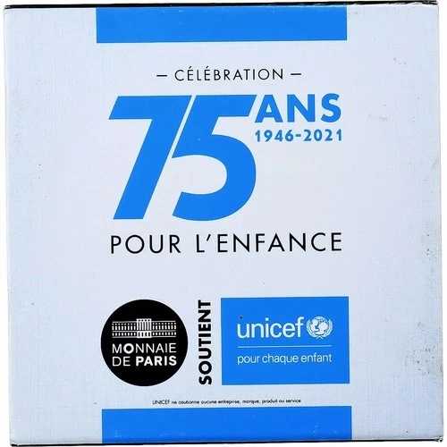 [#869884] フランス、2ユーロ、75年ユニセフ、プルーフ、2021年、MDP、バイメタル、MS