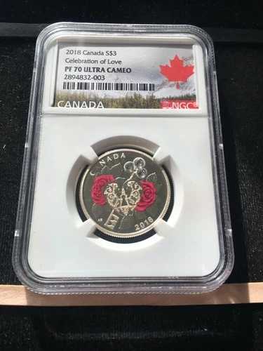 2018年 セレブレーション・オブ・ラブ カナダドル 3ドル 銀貨 99.99 NGC**PF-70 UC**Box 9