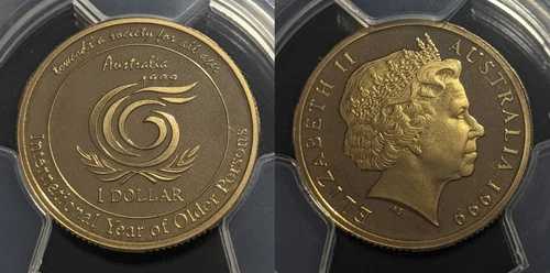 1999年 プルーフ 1ドル $1 高齢者 オーストラリア PCGS PR69DCAM FDC UNC #2109