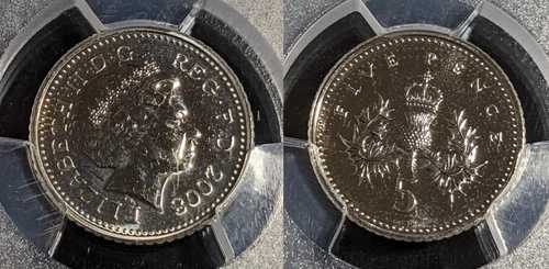 イギリス 2008年 プルーフ 5ペンス 5p S-D5 PCGS MS66 GEM UNC #2988