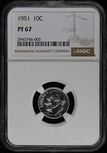 1951年 ルーズベルト ダイム（銀貨）10セント NGC PR67 36,465円