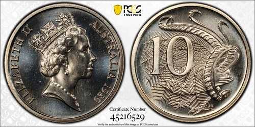 1989年 10セント 10セント オーストラリア PCGS MS68 FDC UNC #2687