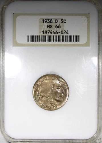1938-D バッファローニッケル NGC MS66 ファッティホルダー トーン ジェムクオリティコイン
