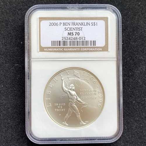 2006-P NGC MS70 ベン・フランクリン・サイエンティスト現代記念S$1銀貨