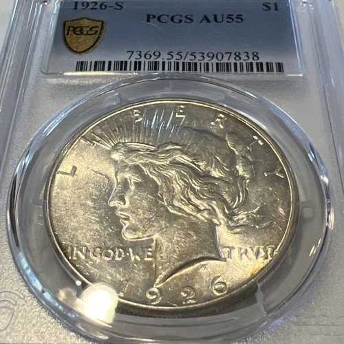 1926-S ピースダラー PCGS AU55 ゴールドシールド L-807