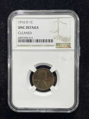 1916年 D リンカーン ウィート セント 1セント NGC UNC 詳細クリーニング済み