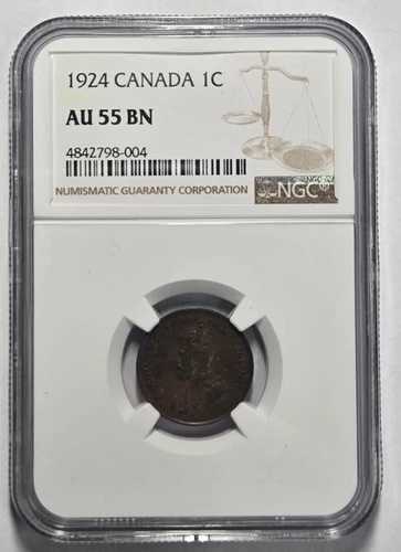 1924年 カナダ 1セント NGC AU 55 BN 認定コイン