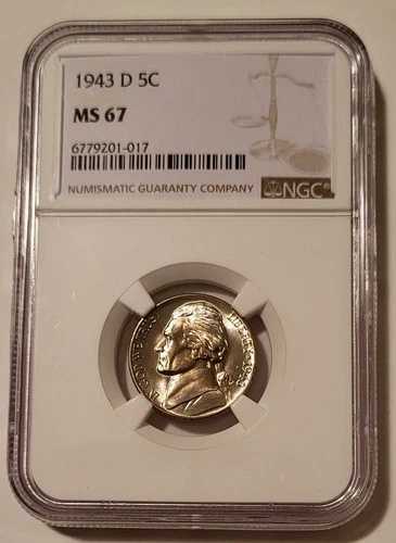 1943年 D ジェファーソン シルバー ニッケル MS67 NGC 36,465円