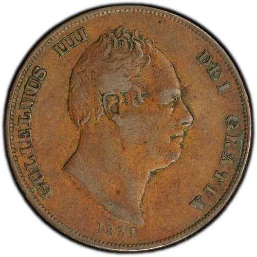 1831年 イギリス - ウィリアム4世 - ペニー - イニシャルなし - PCGS XF 40