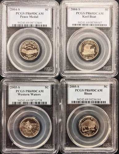 2004-S/2005-S ウェスタン・ジャーニー 4 ニッケルセット (バイソン・キールボート・ピース) PCGS PR69 DCAM