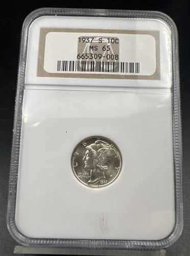 1937年 S マーキュリー シルバー ダイムコイン NGC MS65 ジェム BU 認定 45,045円