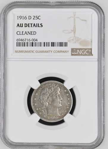 アメリカン・バーバー・クォーター NGC 25セント銀貨 AU