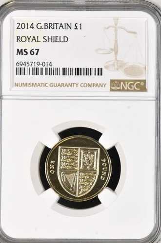 2014年ポンド?1シールドアームズNGC MS 67未流通最高級トップポップ