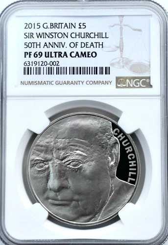 2015年 プルーフ ?5 サー・ウィンストン・チャーチル NGC PF69 イギリス (Cu-NI) イギリス