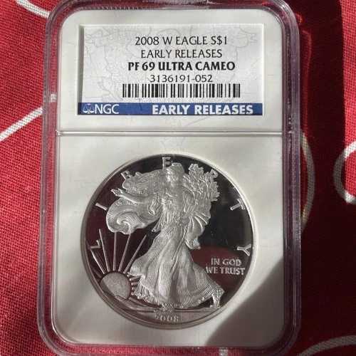 2008-W $1 NGC PF69 UCAM シルバーイーグル .999 純銀 アーリーリリース 3136191-052