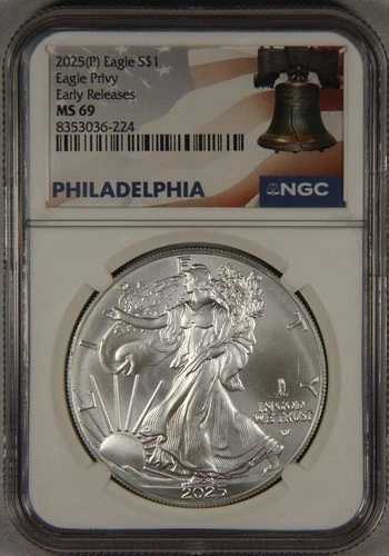 2025(P) シルバーイーグルドル NGC MS69 イーグル・プリヴィ アーリーリリース $1