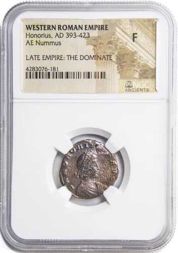 NGC ( F ) FINE ローマ時代のホノリウス帝の AE2 ( AD393- 423 ) NGC 古代美術認定 FINE
