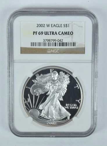 2002-W アメリカン シルバー イーグル PF69 UCAM NGC ブラウンラベル