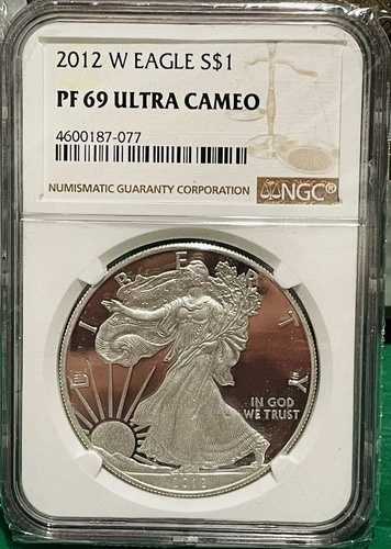 2012-W プルーフ $1 アメリカン シルバー イーグル NGC PF69UC ブラウンラベル