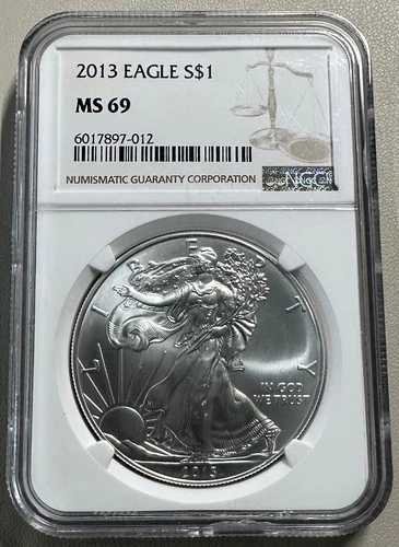 2013年 1ドル アメリカン シルバー イーグル NGC MS69 ブラウン ラベル This Exact コイン & 証明書 #012