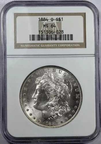 1884年 O モルガン銀貨 NGC MS-64